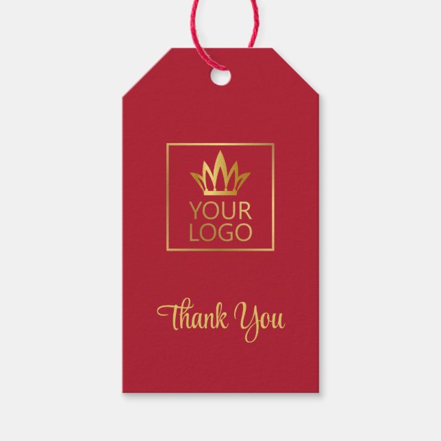 Red and Gold Ihr Logo Vielen Dank Geschenkanhänger (Vorderseite)