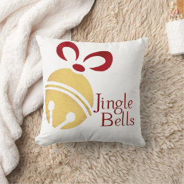 Red and Gold Jingle Bells Fun Add Name Christmas Kissen