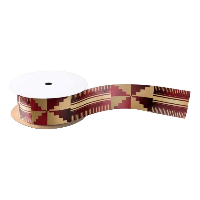 Red and Gold Kente Print Satinband (Spule)