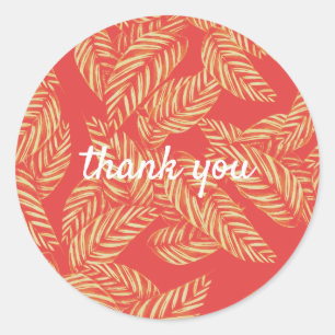 Red and Gold Leaf Vielen Dank Runder Aufkleber