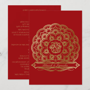 Red and Gold Mandala Indian Wedding Einladung