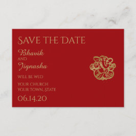 Red and Gold Mandala Indian Wedding Save the Date