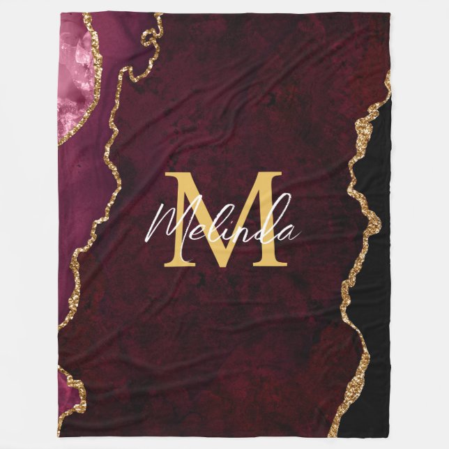 Red and Gold Marmor Agate Fleecedecke (Vorderseite)
