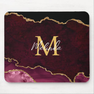 Red and Gold Marmor Agate Mousepad