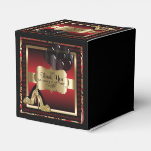 Red and Gold Metallic - 00. Geburtstag   DIY Text Geschenkschachtel