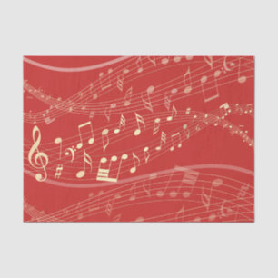 Red and Gold Musical Weihnachtszettel Seidenpapier