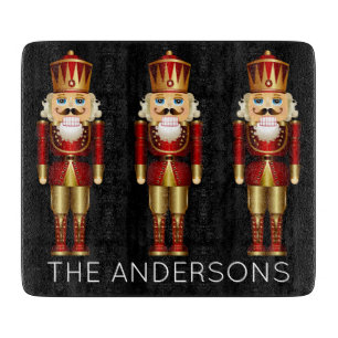 Red and Gold Nutcracker auf Black Personalize Cutt Schneidebrett