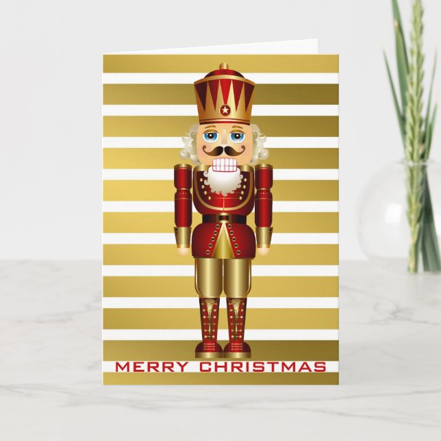 Red and Gold Nutcracker Feiertagskarte (Vorderseite)