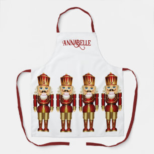 Red and Gold Nutcracker personalisieren Schürze