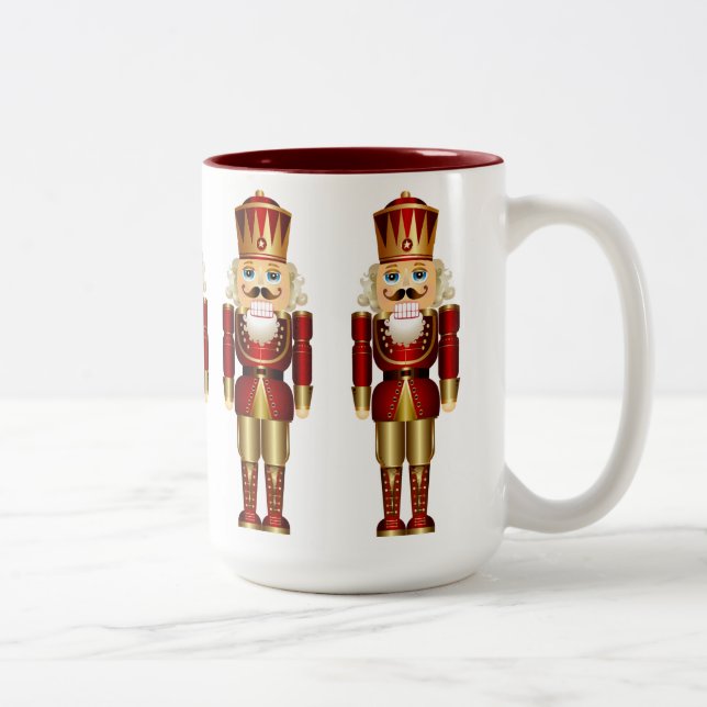 Red and Gold Nutcrackers Zwei-Tone-Tasse Zweifarbige Tasse (Rechts)