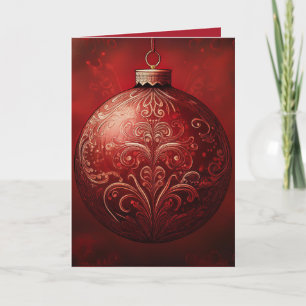 "Red and Gold Ornament" - Urlaubskarte Feiertagskarte