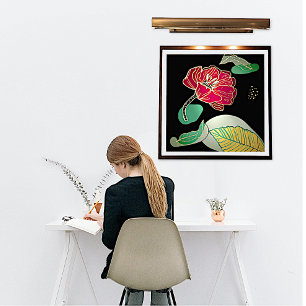 Red and Gold Poppy Abstrakt Foliendrucke