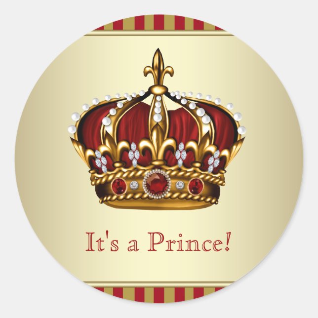 Red and Gold Prince Baby Shower Stickers (Vorderseite)