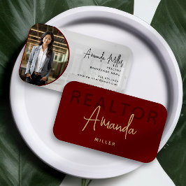 Red and Gold Realtor Broker Real Estate Agent Visitenkarte