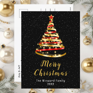 Red and Gold Ribbon Tree Frohe Weihnachten