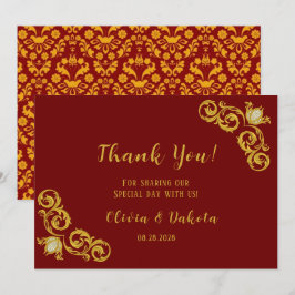 Red and Gold Royal Wedding Danke Cards Einladung