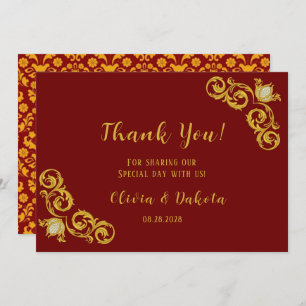 Red and Gold Royal Wedding Danke Cards Einladung