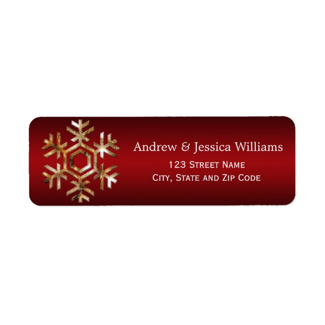 Red and Gold Snowflake Address Labels (Vorne)