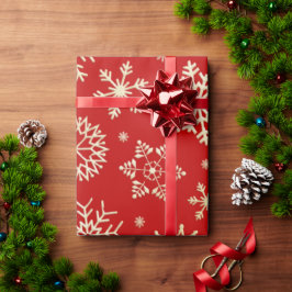 Red and Gold Snowflakes Weihnachtswrapping Paper Geschenkpapier