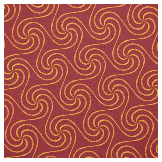 Red and Gold Spirals Weihnachtsmuster Elegant Stoff (Muster)