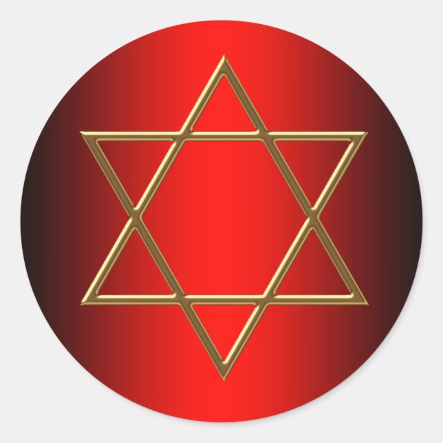 Red and Gold Star von David Bar Mitzvah Stickers (Vorderseite)