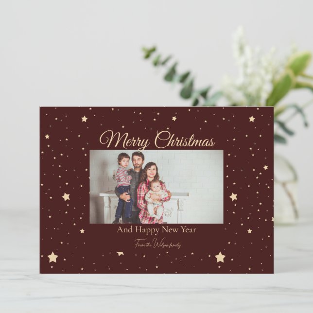 Red and Gold Staright Foto Weihnachten (Stehend Vorderseite)