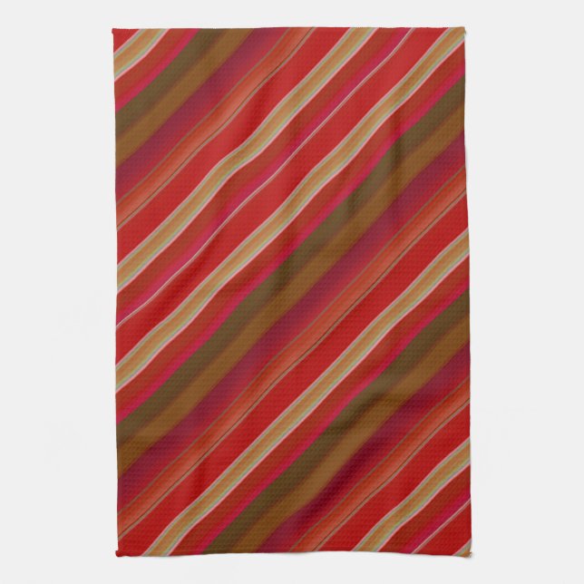 Red and Gold Stripes Geschirrtuch (Vertikal)