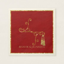 Red and Gold Tassel Indian Wedkin Napkin