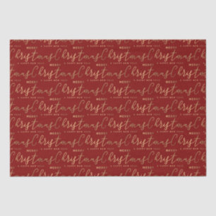 Red and Gold Typografie Script Frohe Weihnachten Seidenpapier