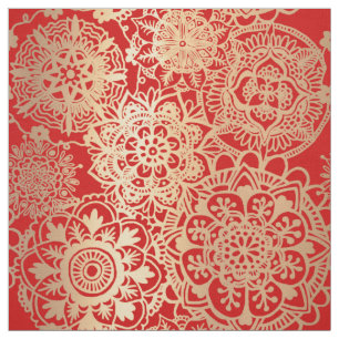 Red and Gold Weihnachten Mandala Muster Stoff