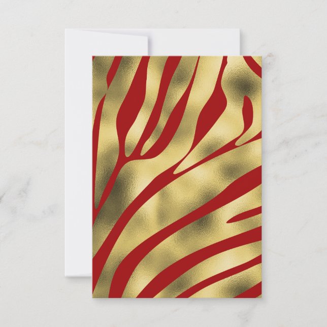 Red and Gold Zebra Blank Grußkarte (Vorderseite)