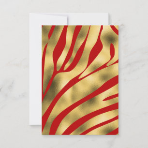 Red and Gold Zebra Blank Grußkarte