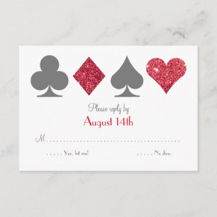 Red and Gray Destiny Las Vegas Imitats Glitzer UAW RSVP Karte