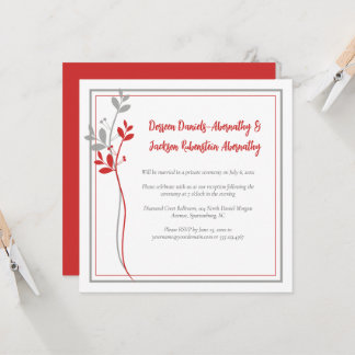 Red and Gray Modern Botanical Reception Only | Einladung