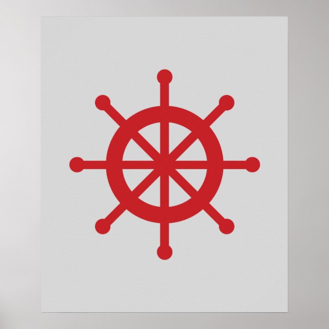 Red and Gray Nautical Ship Wheel Poster (Vorne)