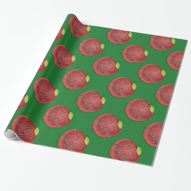 Red and Green Apple Weihnachtsgeschenke Wrap Geschenkpapier (Ungerollt)
