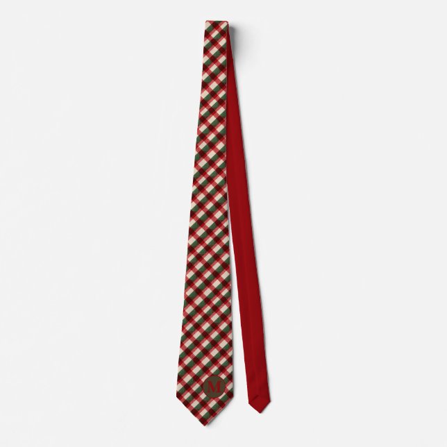 Red and Green Buffalo Plaid Christmas Neck Tie Krawatte (Vorderseite)