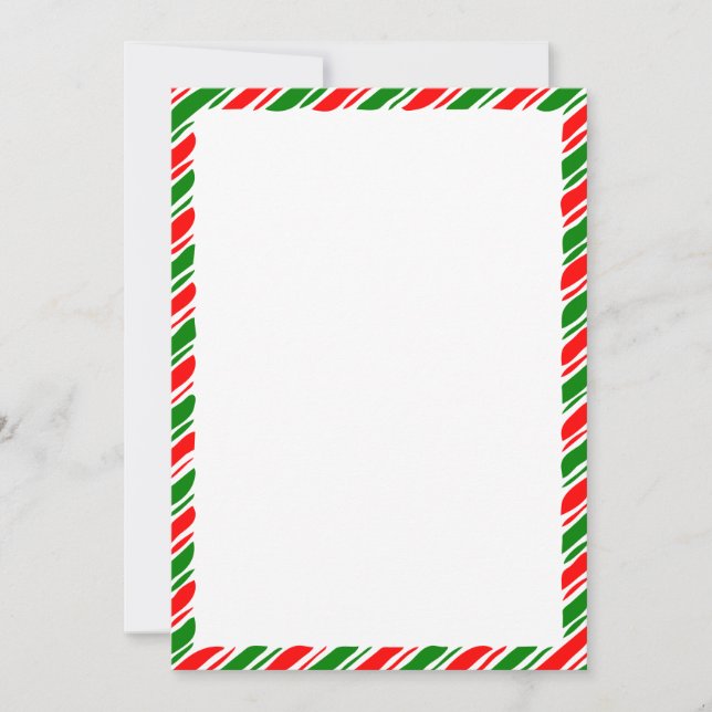 Red and Green Candy Cane Border Christmas Blank Einladung (Vorderseite)