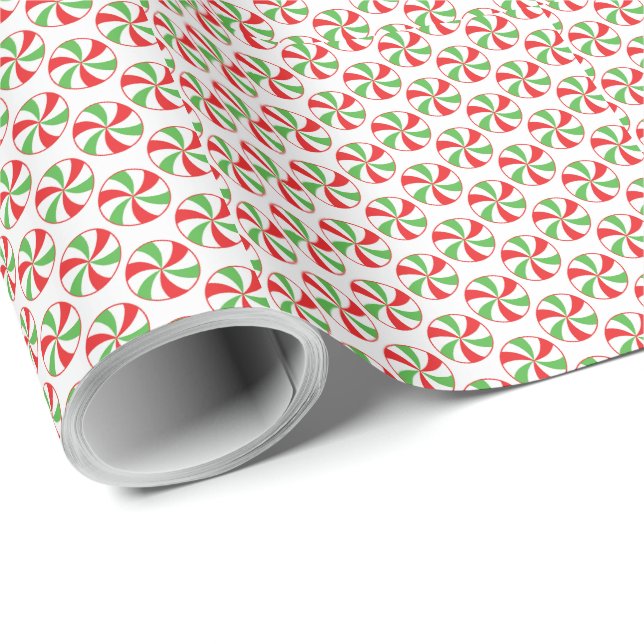 Red and Green Candy Cane Christmas Wrapping Paper Geschenkpapier (Rolleneckpunkt)