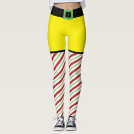 Red and Green Candy Cane Elf Weihnachten Leggings