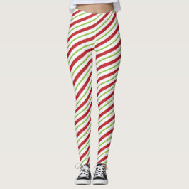 Red and Green Candy Cane Weihnachten Leggings