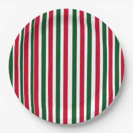 Red and Green Candy Cane Weihnachtsstreifen Pappteller