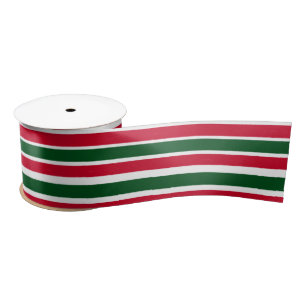 Red and Green Candy Cane Weihnachtsstreifen Satinband