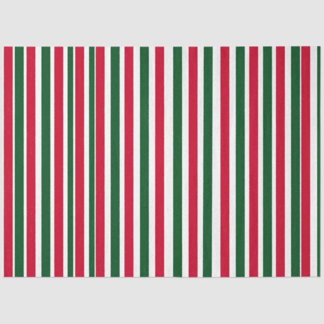 Red and Green Candy Cane Weihnachtsstreifen Seidenpapier (Vorderseite)