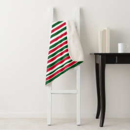 Red and Green Candy Cane Weihnachtsstreifen Sherpadecke