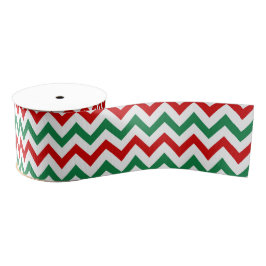Red and Green Christmas Chevron Printed Ribbon Ripsband