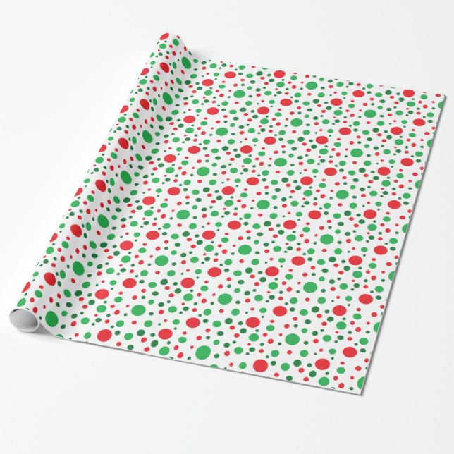 Red and Green Christmas Polka Dots Gift Wrap Geschenkpapier (Ungerollt)