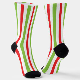 Red and Green Christmas Print Socks Socken