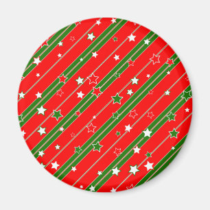 Red and Green Christmas Star Pattern Magnet