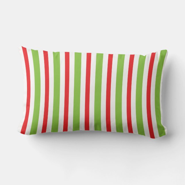 Red and Green Christmas Stripped Throw Pillow Lendenkissen (Rückseite)